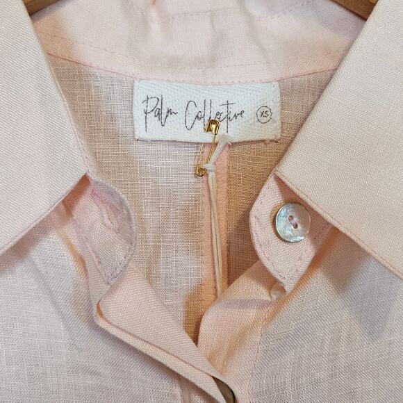 Palm Collective Mila Shirt Dress Linen Light Pink Size X-Small - Picture 5 of 15